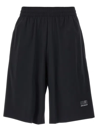 Mm6 Maison Margiela Mm6 By Maison Margiela Bermuda Shorts With Reflective Logo In Black