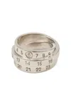 Mm6 Maison Margiela Triple Band Ring Featuring Engraved Numbers In Metallic