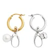 Mm6 Maison Margiela Mixed Metal Pendant Earrings With Pearl And Crystal In Multicolour
