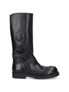 Mm6 Maison Margiela Black Calf Leather Biker Boots In Black
