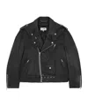 Mm6 Maison Margiela Men's Washed-effect Biker Jacket In Black