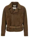 Mm6 Maison Margiela Biker Jacket Puffer Jackets Brown In Brown