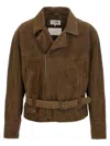 Mm6 Maison Margiela Biker Jacket Puffer Jackets Brown In Brown