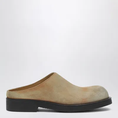 Mm6 Maison Margiela Biker Mules In Beige Washed Suede In Multi