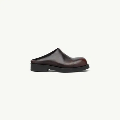 Mm6 Maison Margiela Biker Mules In Brushed Leather In Brown