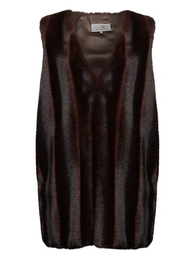 Mm6 Maison Margiela Faux-fur Mini Dress In Black
