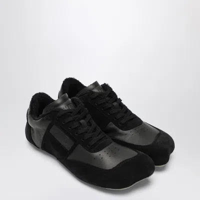 Mm6 Maison Margiela Black Leather And Suede Anatomic Trainers