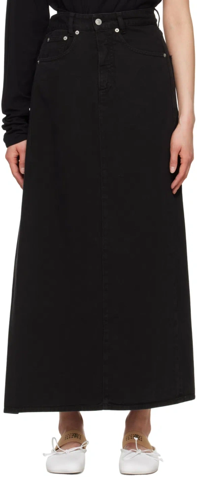 Mm6 Maison Margiela Black 5-pocket Denim Maxi Skirt In 900 Black