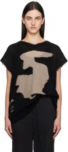 Mm6 Maison Margiela Abstract Colourblock V-neck Vest In 962 Black/beige