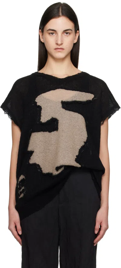 MM6 MAISON MARGIELA BLACK ABSTRACT COLOURBLOCK V-NECK VEST