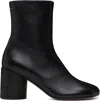 Mm6 Maison Margiela Round Toe Leather Ankle Boots With Seam Detailing In T8013 Black