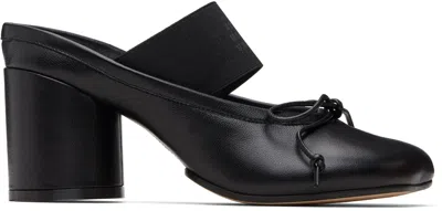 Mm6 Maison Margiela Anatomical Black Goat Leather Sandals With Bow Detail