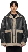 Mm6 Maison Margiela Leather Shearling Reversible Jacket In Black