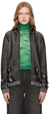 Mm6 Maison Margiela Black & Beige Ribbed Wool Cardigan In 961 Black/beige