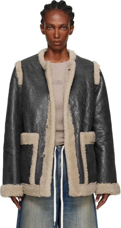 MM6 MAISON MARGIELA BLACK & BEIGE SPORTS SHEARLING JACKET