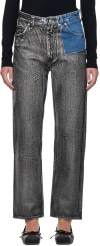 Mm6 Maison Margiela Black & Blue Coated Jeans In 977 Dark Grey