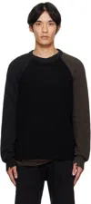 Mm6 Maison Margiela Mm6 By Maison Margiela Contrasting Sleeve Sweater With Distressed Hem In Black