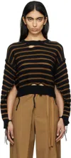 Mm6 Maison Margiela Crewneck Sweater In 961 Black/brown Clay