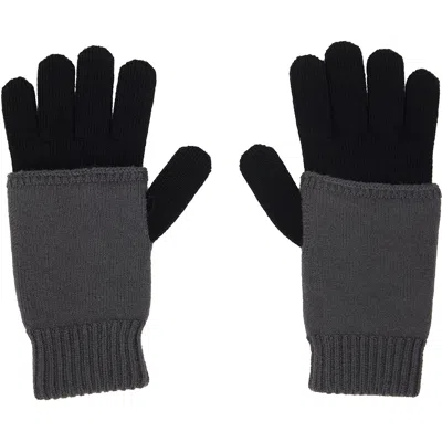 Mm6 Maison Margiela Black & Gray Two-tone Knit Gloves In 961 Black-dark Grey