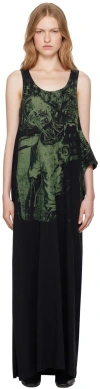 Mm6 Maison Margiela Black & Green Basic Jersey Maxi Dress In 900 Black