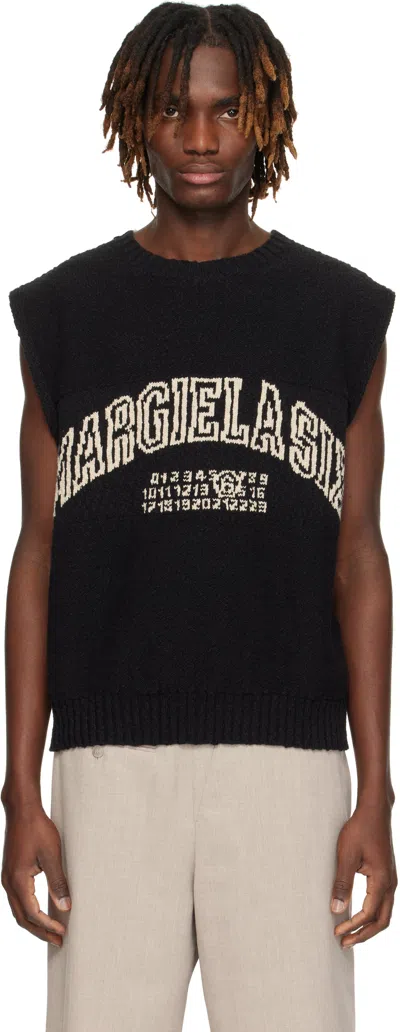 Mm6 Maison Margiela Black & Off-white Paneled Vest In 962 Black/dune