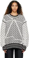 Mm6 Maison Margiela Black & White Jacquard Sweater In 003f Black/white