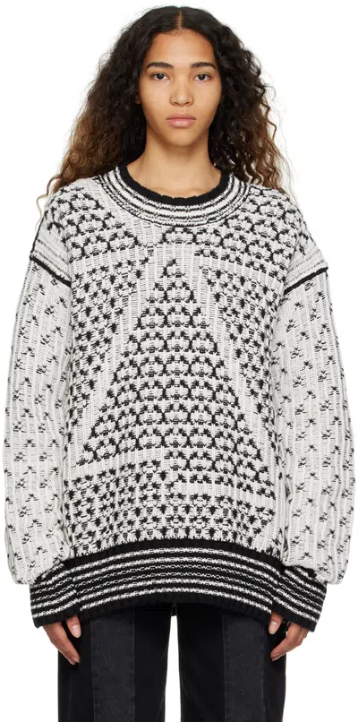 Mm6 Maison Margiela Black & White Jacquard Sweater In 003f Black/white