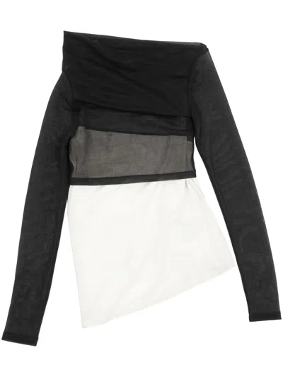Mm6 Maison Margiela Semi-sheer Asymmetric Top In White