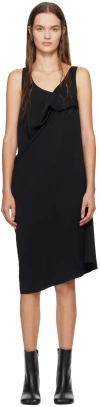 MM6 MAISON MARGIELA BLACK ASYMMETRIC MIDI DRESS