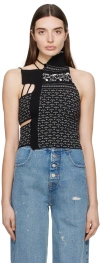 Mm6 Maison Margiela Black Asymmetric Tank Top In 002j Dark Multi