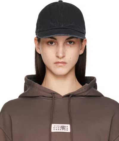 Mm6 Maison Margiela Black Baseball Cap In 899 Washed Black