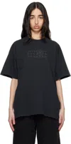 Mm6 Maison Margiela Crew Neck Graphic Print Top With Short Sleeves In 900 Black