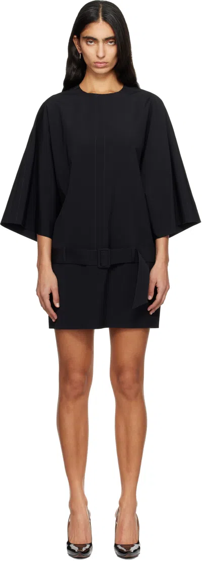 Mm6 Maison Margiela Belted Crewneck Mini Dress Wide In Black