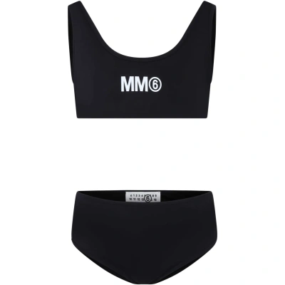 Mm6 Maison Margiela Kids' Black Bikini For Girl With Logo