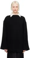 Mm6 Maison Margiela Black Boat Neck Sweatshirt In 900 Black