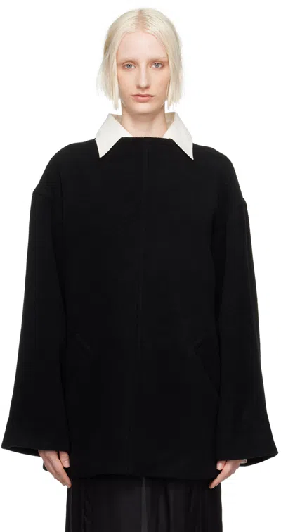Mm6 Maison Margiela Black Boat Neck Sweatshirt In 900 Black
