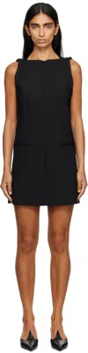 Mm6 Maison Margiela Black Boatneck Minidress In Black
