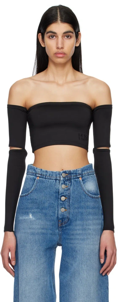 Mm6 Maison Margiela Black Bodycon T-shirt In 900 Black