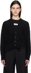 Mm6 Maison Margiela Black Boxy Ripped Cardigan In 900 Black