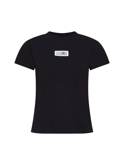 Mm6 Maison Margiela Black Breathable Cotton Jersey Numeric T-shirt