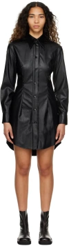 Mm6 Maison Margiela Black Button Faux-leather Minidres In 900 Black