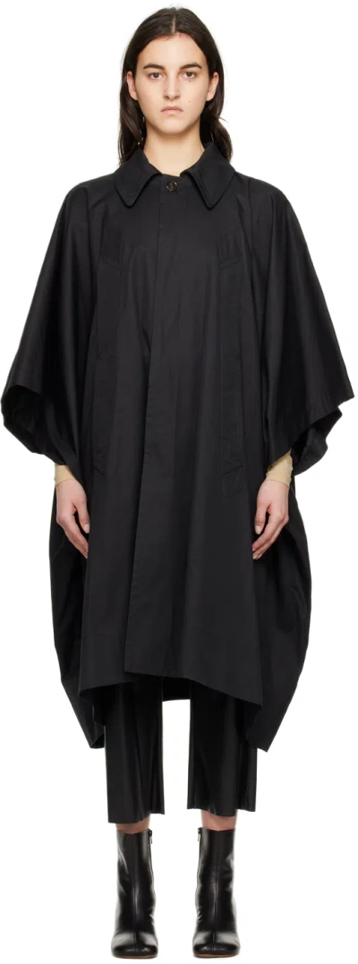 Mm6 Maison Margiela Black Button Trench Coat In 900 Black