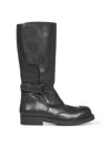 Mm6 Maison Margiela Black Calf Leather Biker Boots In Black