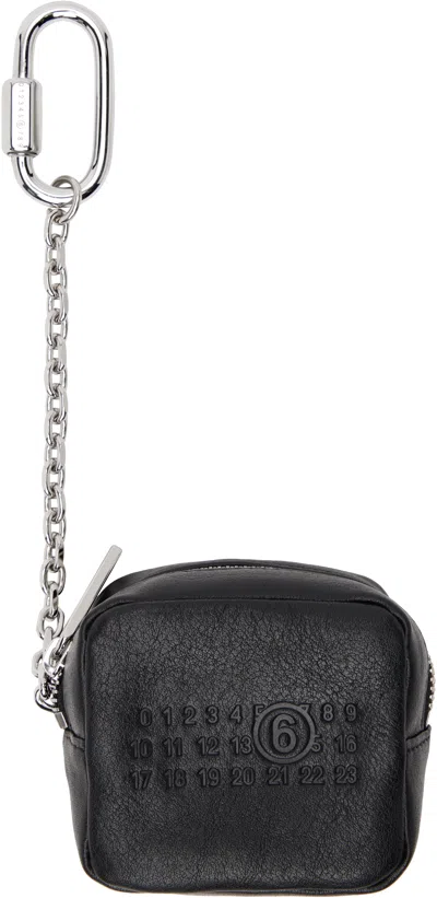 Mm6 Maison Margiela Black Calfskin Coin Pouch In T8013 Black