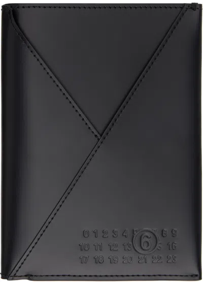 Mm6 Maison Margiela Black Calfskin Passport Holder In T8013 Black