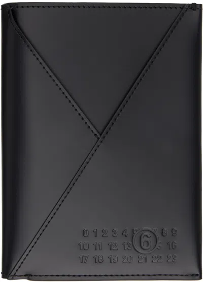 Mm6 Maison Margiela Black Calfskin Passport Holder In T8013 Black
