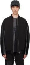 Mm6 Maison Margiela Black Canvas & Leather Bomber Jacket In 900 Black