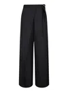 Mm6 Maison Margiela Mm6 By Maison Margiela High-waisted Black Canvas Pareo Trousers With Adjustable Tie In Black