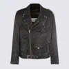 Mm6 Maison Margiela Men's Washed-effect Biker Jacket In Black
