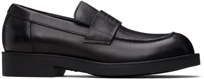 Mm6 Maison Margiela Black Calf Leather Bos Taurus Slip-on Loafers